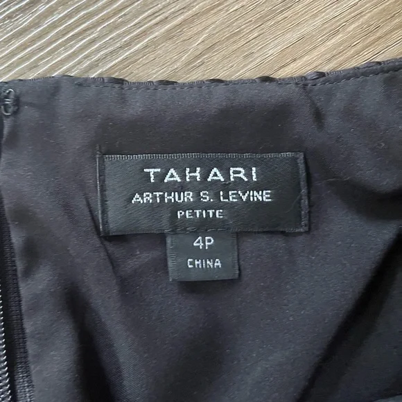 Tahari ASL Floral Black Dress 6 petite - Picture 7 of 8